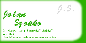 jolan szopko business card